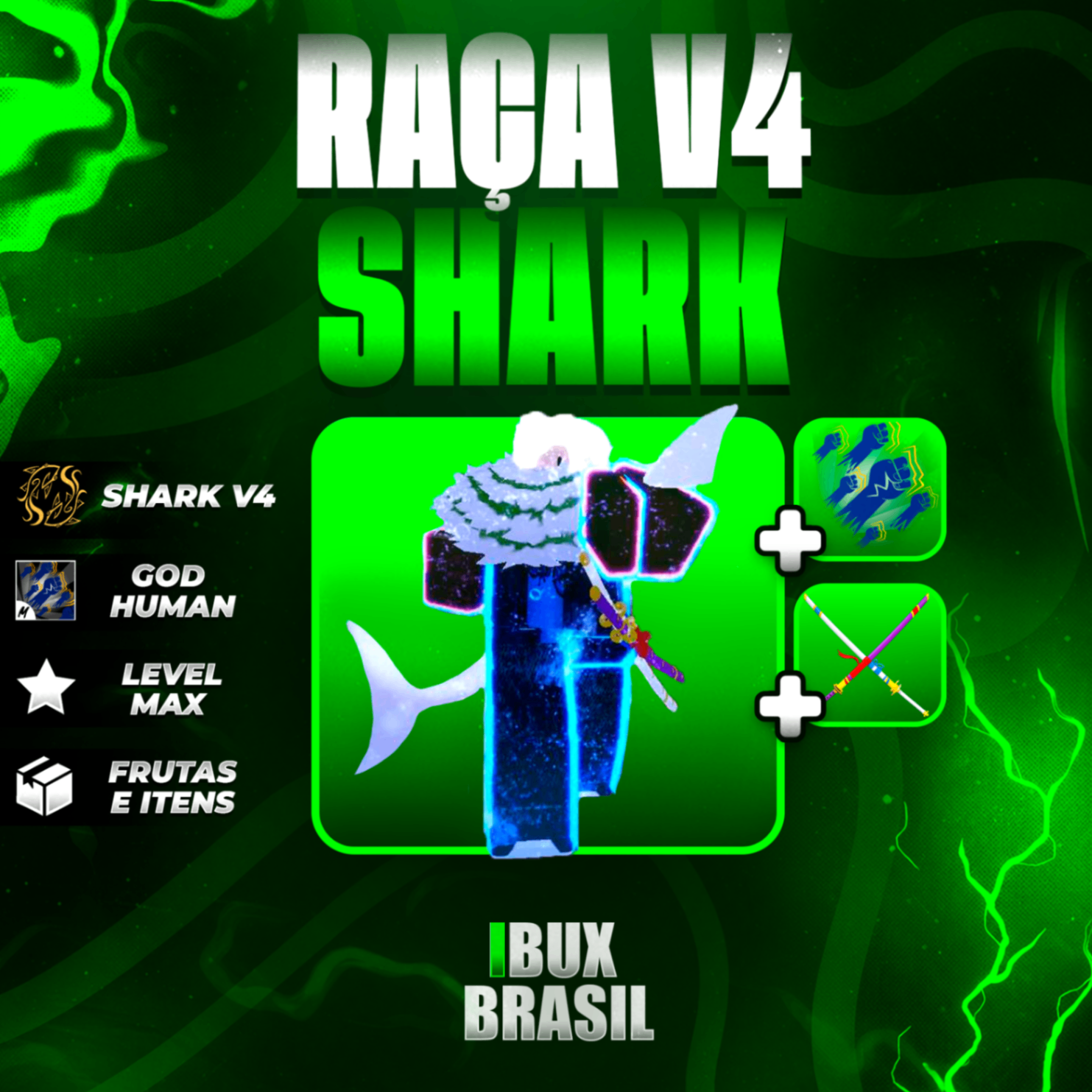 🦈 SHARK V4 FULL + GODHUMAN + ITENS MÍTICOS!